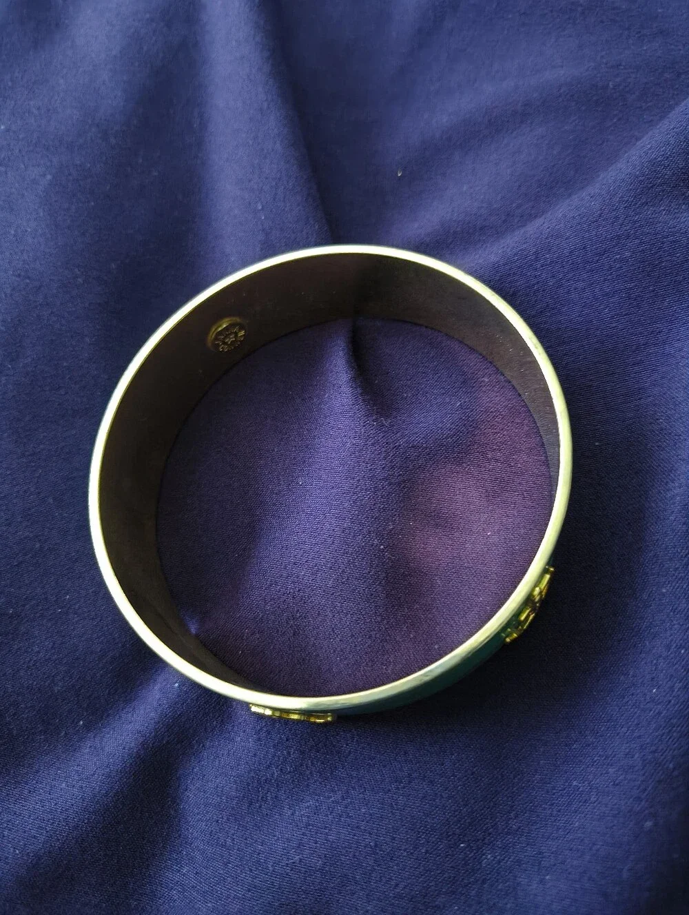 Janna Conner Turquoise Enamel Anchor Gold Tone Bangle. Estate Find